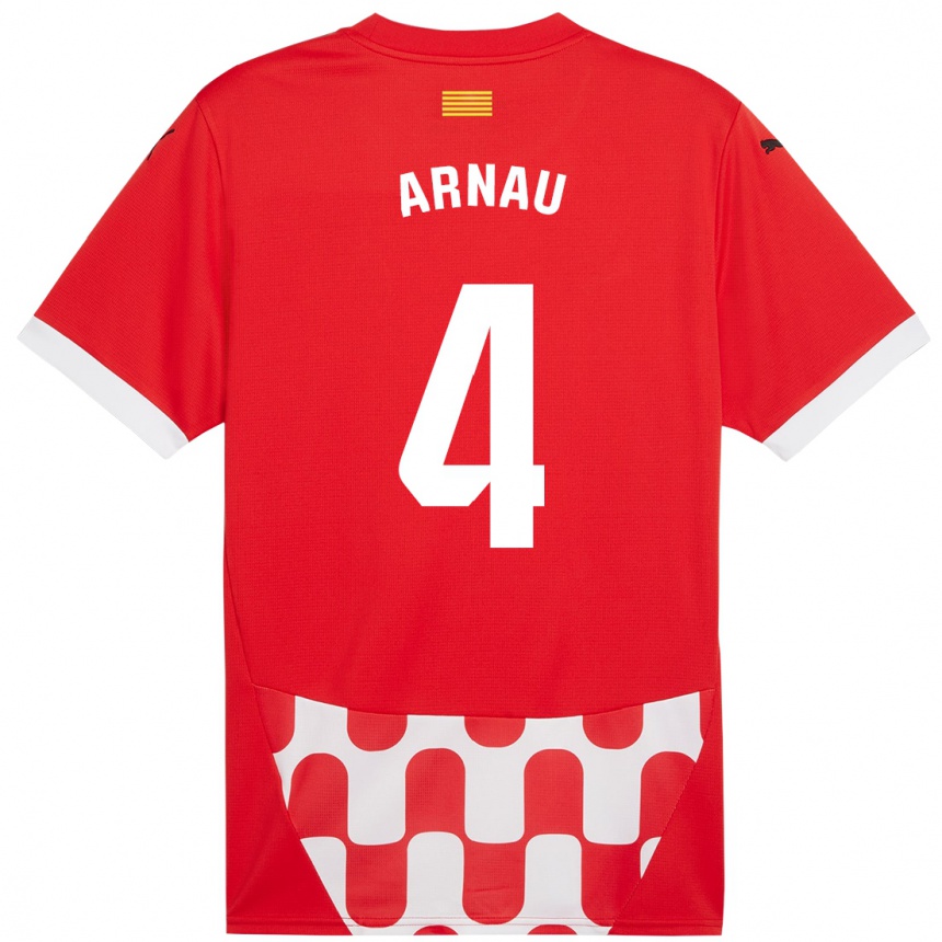 Vaikiškas Arnau Martínez #4 Raudona Balta Namų Marškinėliai 2024/25 T-Shirt