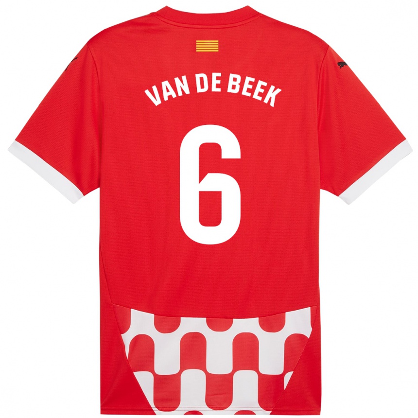 Vaikiškas Donny Van De Beek #6 Raudona Balta Namų Marškinėliai 2024/25 T-Shirt