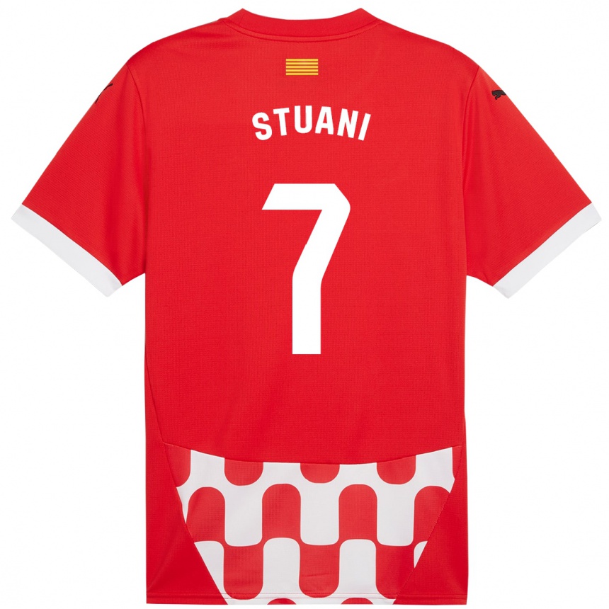 Vaikiškas Cristhian Stuani #7 Raudona Balta Namų Marškinėliai 2024/25 T-Shirt