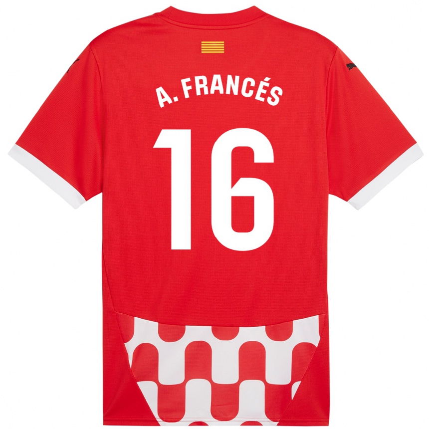 Vaikiškas Alejandro Francés #16 Raudona Balta Namų Marškinėliai 2024/25 T-Shirt