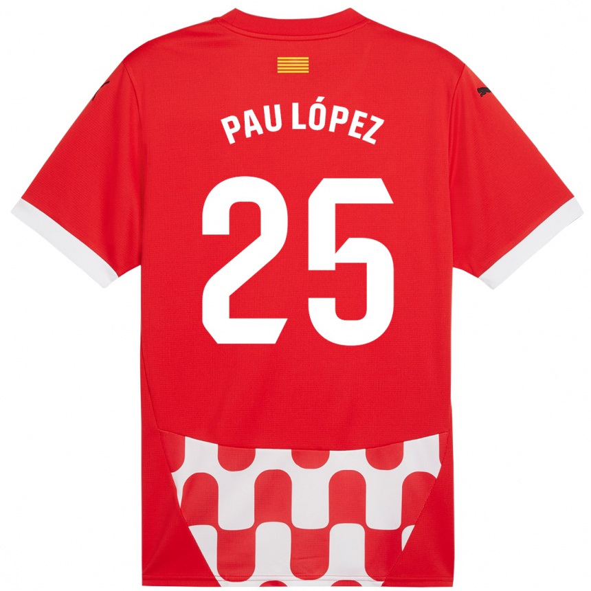 Vaikiškas Pau Lopez #25 Raudona Balta Namų Marškinėliai 2024/25 T-Shirt