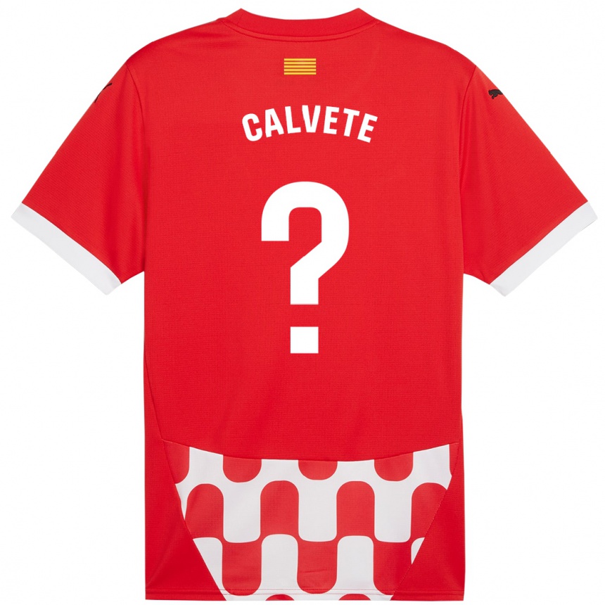 Vaikiškas Pablo Calvete #0 Raudona Balta Namų Marškinėliai 2024/25 T-Shirt