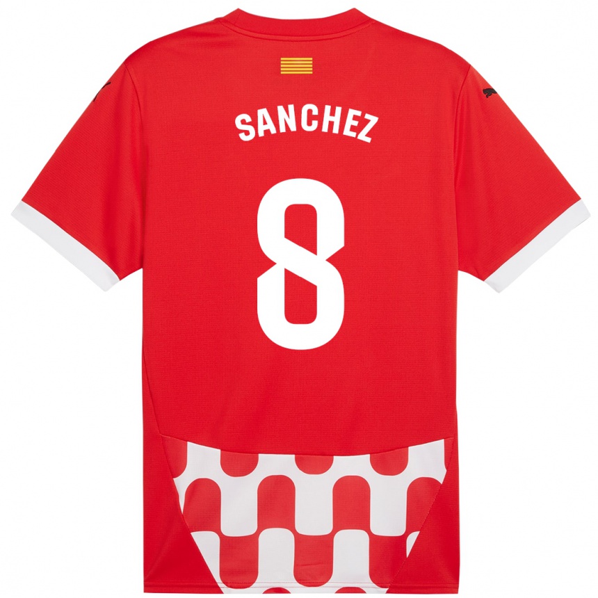 Vaikiškas Miguel Ángel Sánchez #8 Raudona Balta Namų Marškinėliai 2024/25 T-Shirt