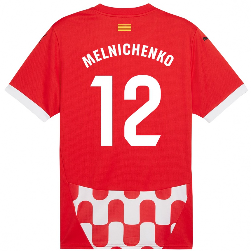 Vaikiškas Dmytro Melnichenko #12 Raudona Balta Namų Marškinėliai 2024/25 T-Shirt