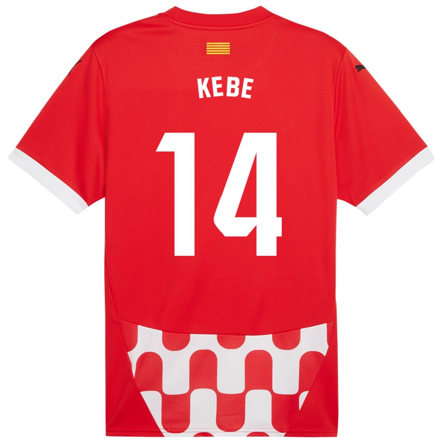 Vaikiškas Moussa Kébé #14 Raudona Balta Namų Marškinėliai 2024/25 T-Shirt