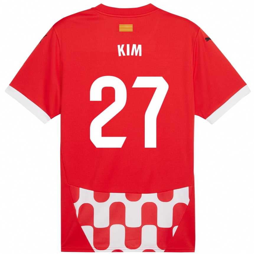 Vaikiškas Min-Su Kim #27 Raudona Balta Namų Marškinėliai 2024/25 T-Shirt