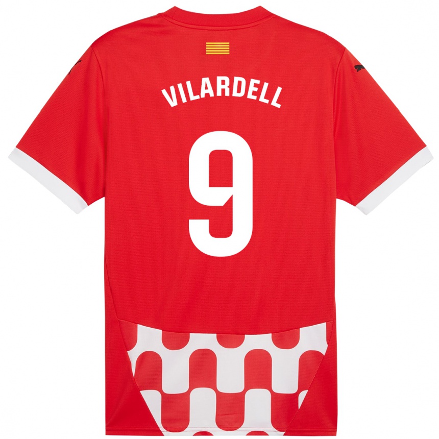 Vaikiškas Júlia Vilardell #9 Raudona Balta Namų Marškinėliai 2024/25 T-Shirt