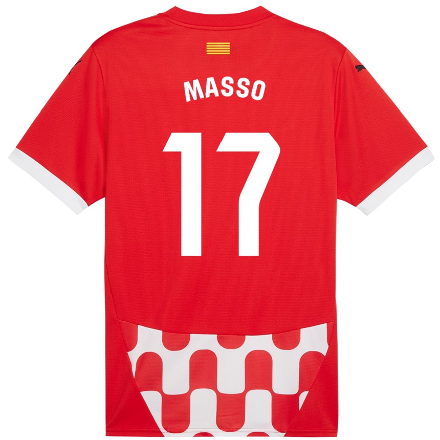 Vaikiškas Ainoa Massó #17 Raudona Balta Namų Marškinėliai 2024/25 T-Shirt