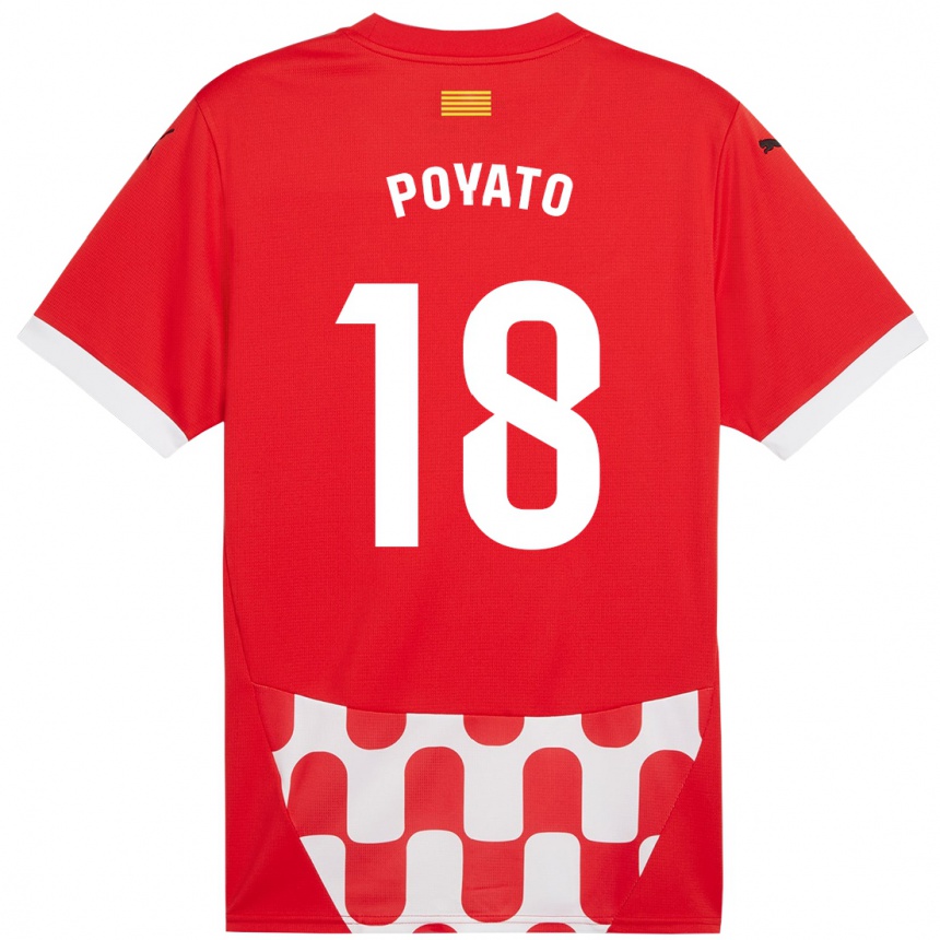 Vaikiškas Marina Poyato #18 Raudona Balta Namų Marškinėliai 2024/25 T-Shirt