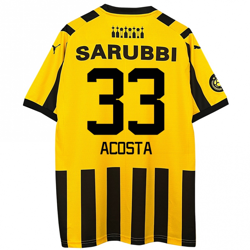 Vaikiškas Nahuel Acosta #33 Geltona Juoda Namų Marškinėliai 2024/25 T-Shirt