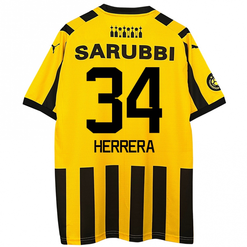 Vaikiškas Nahuel Herrera #34 Geltona Juoda Namų Marškinėliai 2024/25 T-Shirt