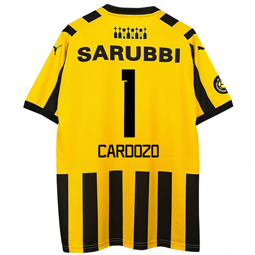 Vaikiškas Thiago Cardozo #1 Geltona Juoda Namų Marškinėliai 2024/25 T-Shirt