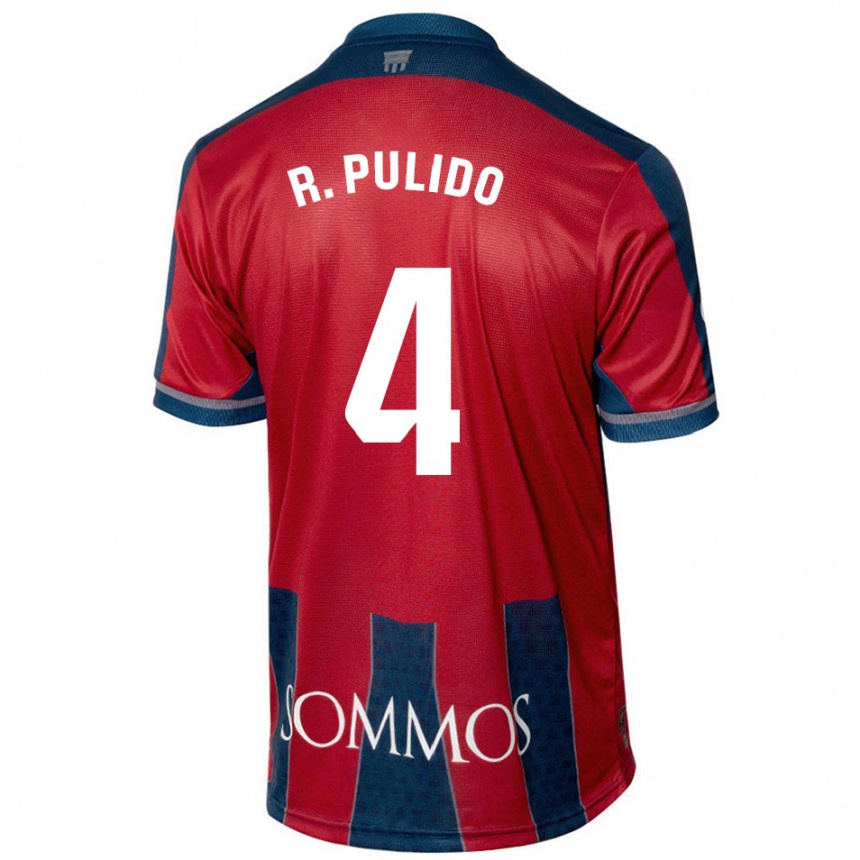 Vaikiškas Rubén Pulido #4 Raudona Mėlyna Namų Marškinėliai 2024/25 T-Shirt