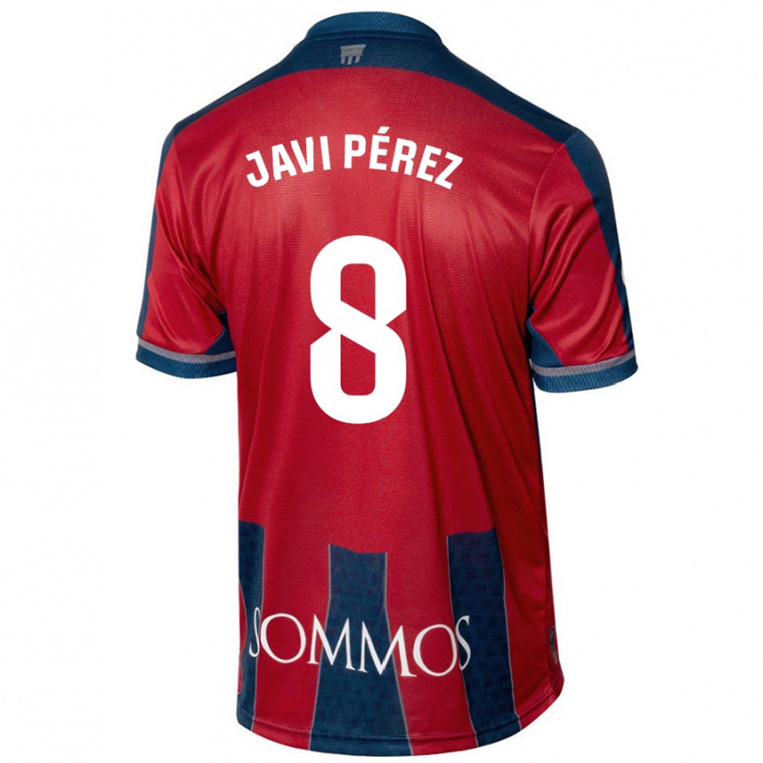 Vaikiškas Javi Pérez #8 Raudona Mėlyna Namų Marškinėliai 2024/25 T-Shirt