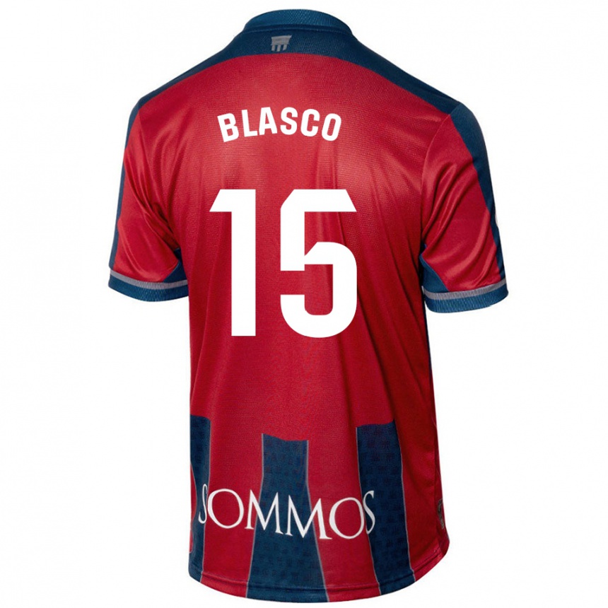 Vaikiškas Jérémy Blasco #15 Raudona Mėlyna Namų Marškinėliai 2024/25 T-Shirt