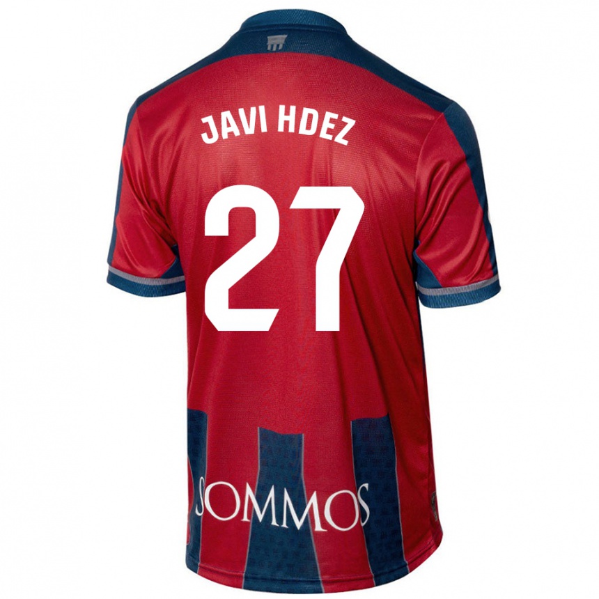 Vaikiškas Javi Hernández #27 Raudona Mėlyna Namų Marškinėliai 2024/25 T-Shirt