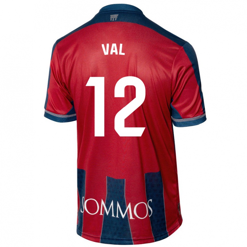 Vaikiškas Ángel Val #12 Raudona Mėlyna Namų Marškinėliai 2024/25 T-Shirt