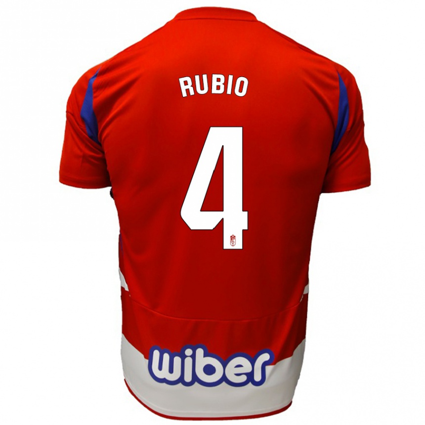 Vaikiškas Miguel Rubio #4 Raudona Balta Mėlyna Namų Marškinėliai 2024/25 T-Shirt