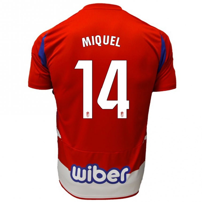 Vaikiškas Ignasi Miquel #14 Raudona Balta Mėlyna Namų Marškinėliai 2024/25 T-Shirt