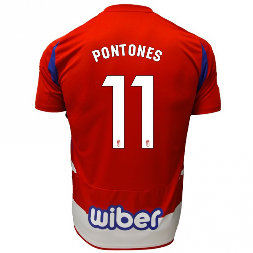 Vaikiškas Juan Carlos Pontones #11 Raudona Balta Mėlyna Namų Marškinėliai 2024/25 T-Shirt