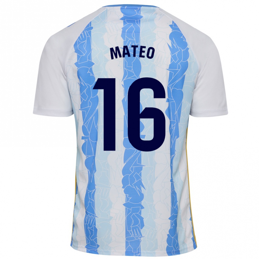 Vaikiškas Ángel Mateo #16 Balta Mėlyna Namų Marškinėliai 2024/25 T-Shirt