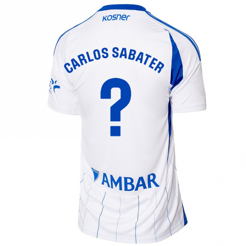 Vaikiškas Juan Carlos Sabater #0 Raudona Balta Namų Marškinėliai 2024/25 T-Shirt