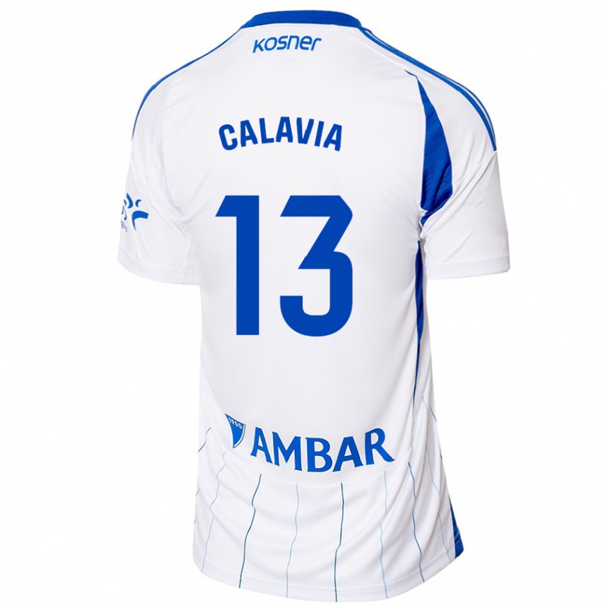 Vaikiškas Carlos Calavia #13 Raudona Balta Namų Marškinėliai 2024/25 T-Shirt