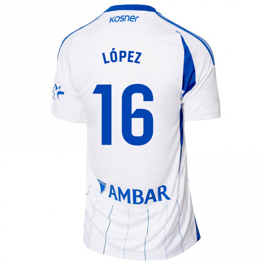 Vaikiškas Juan López #16 Raudona Balta Namų Marškinėliai 2024/25 T-Shirt