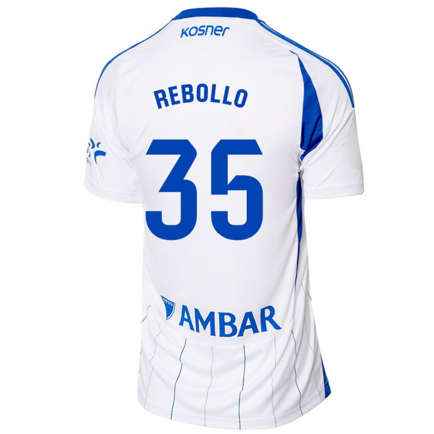 Vaikiškas Dani Rebollo #35 Raudona Balta Namų Marškinėliai 2024/25 T-Shirt