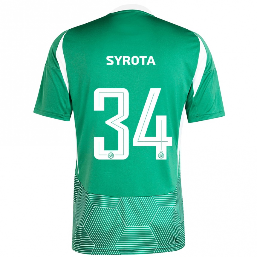 Vaikiškas Oleksandr Syrota #34 Žalia Balta Namų Marškinėliai 2024/25 T-Shirt