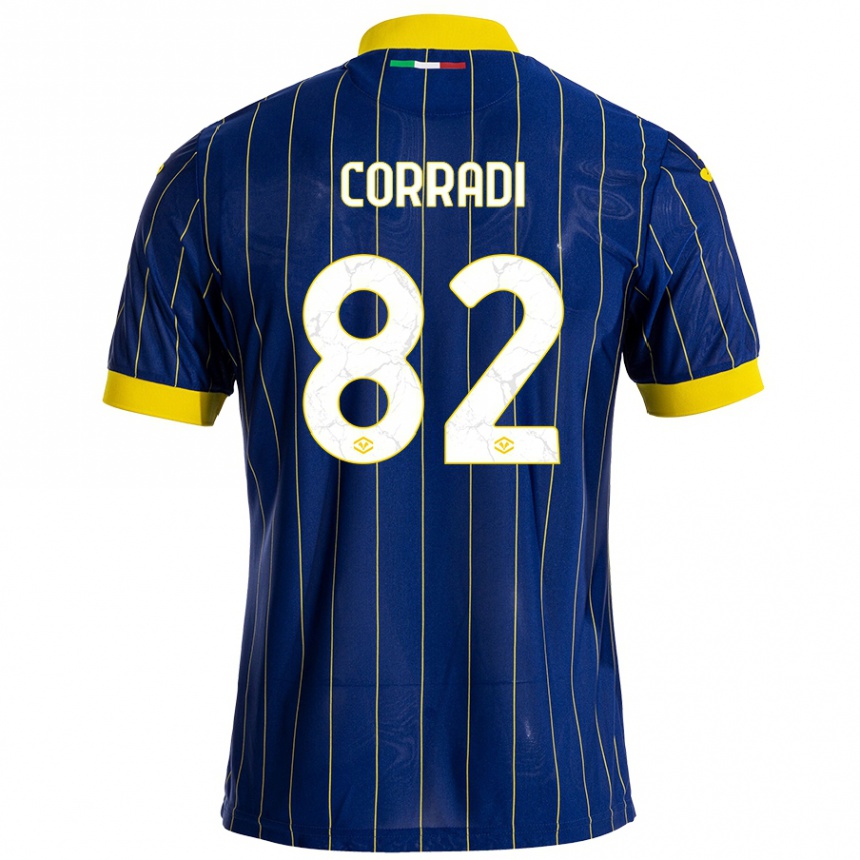 Vaikiškas Christian Corradi #82 Mėlyna Geltona Namų Marškinėliai 2024/25 T-Shirt