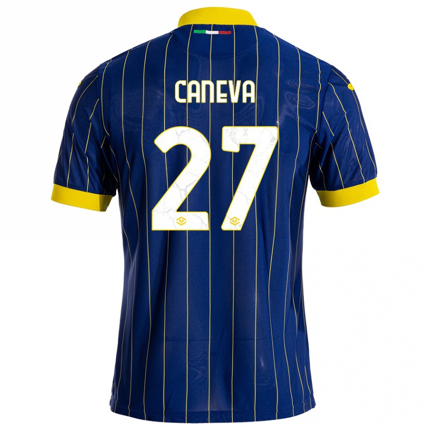 Vaikiškas Elia Caneva #27 Mėlyna Geltona Namų Marškinėliai 2024/25 T-Shirt