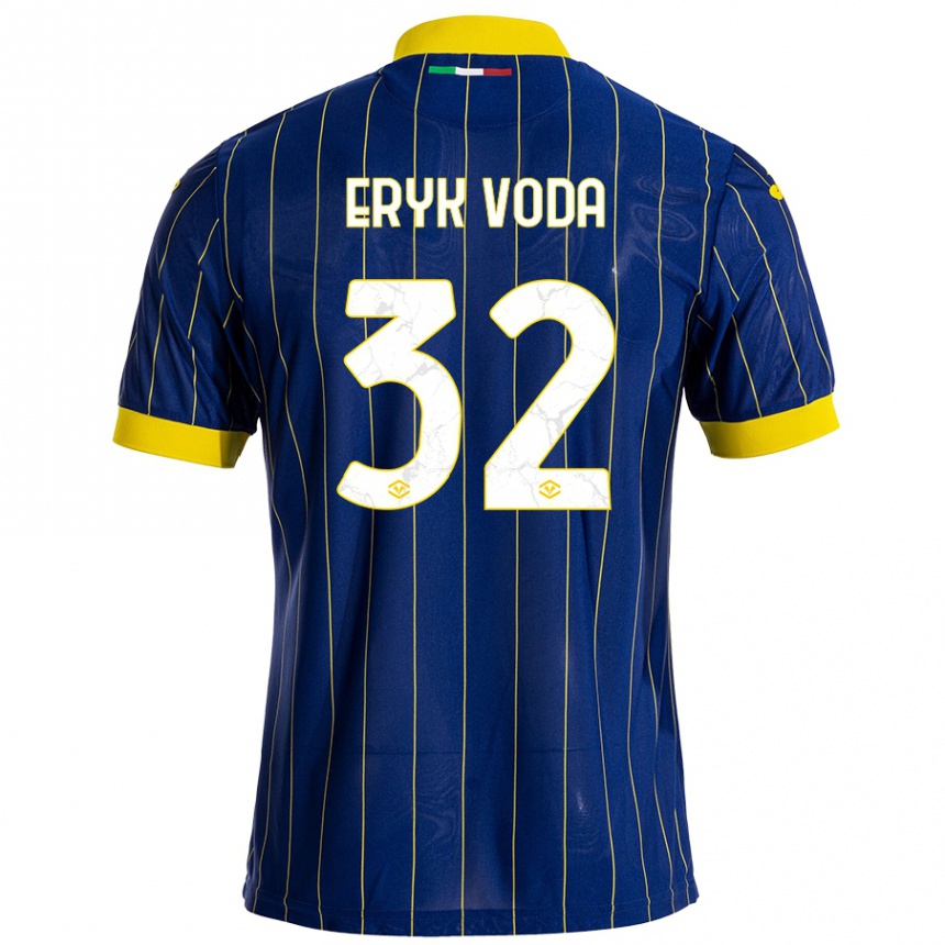 Vaikiškas Andrei Eryk Voda #32 Mėlyna Geltona Namų Marškinėliai 2024/25 T-Shirt