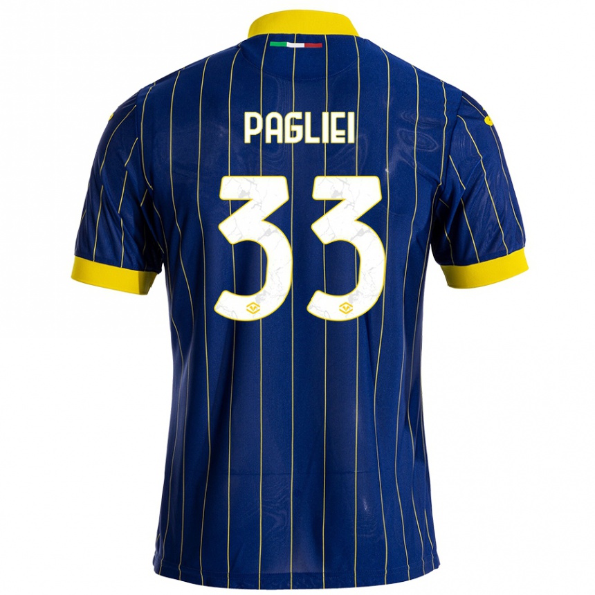 Vaikiškas Matteo Pagliei #33 Mėlyna Geltona Namų Marškinėliai 2024/25 T-Shirt