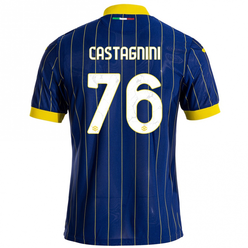 Vaikiškas Mirko Castagnini #76 Mėlyna Geltona Namų Marškinėliai 2024/25 T-Shirt