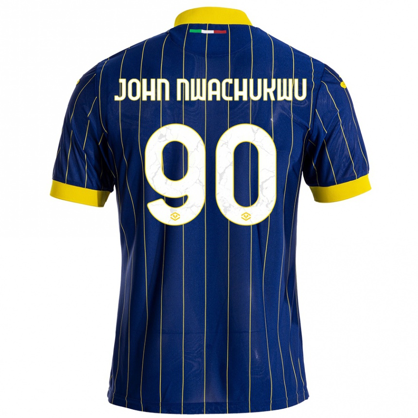 Vaikiškas Samuel John Nwachukwu #90 Mėlyna Geltona Namų Marškinėliai 2024/25 T-Shirt