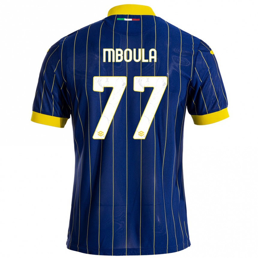 Vaikiškas Jordi Mboula #77 Mėlyna Geltona Namų Marškinėliai 2024/25 T-Shirt