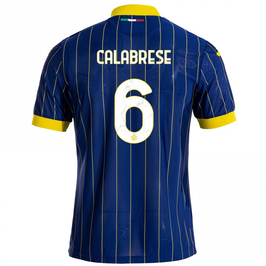 Vaikiškas Nicolò Calabrese #6 Mėlyna Geltona Namų Marškinėliai 2024/25 T-Shirt