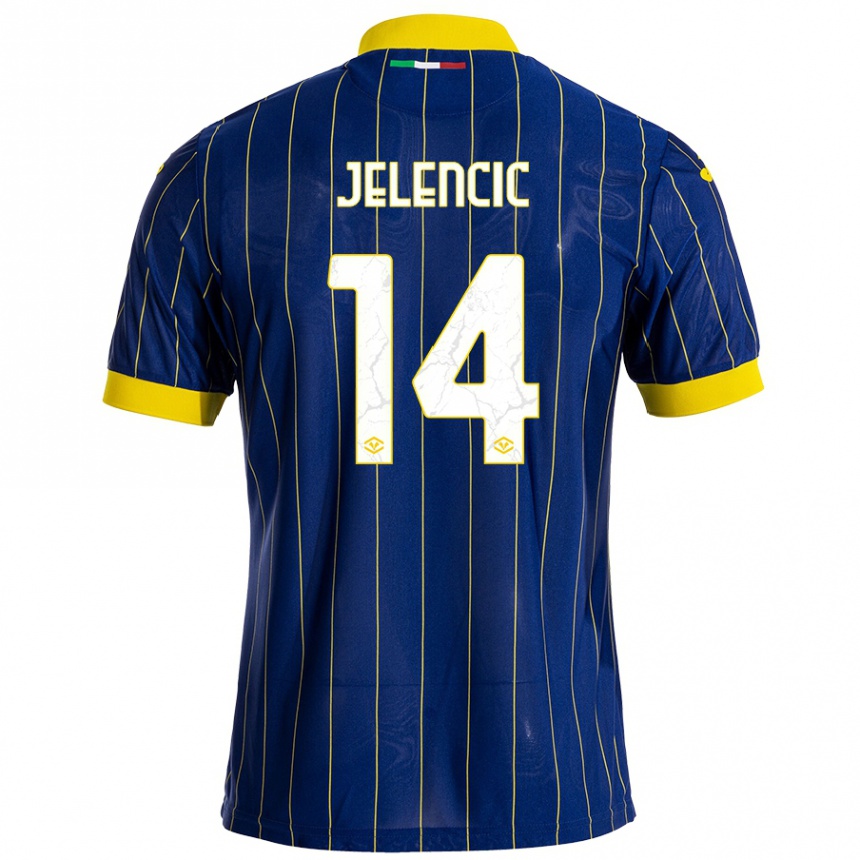 Vaikiškas Ana Jelencic #14 Mėlyna Geltona Namų Marškinėliai 2024/25 T-Shirt