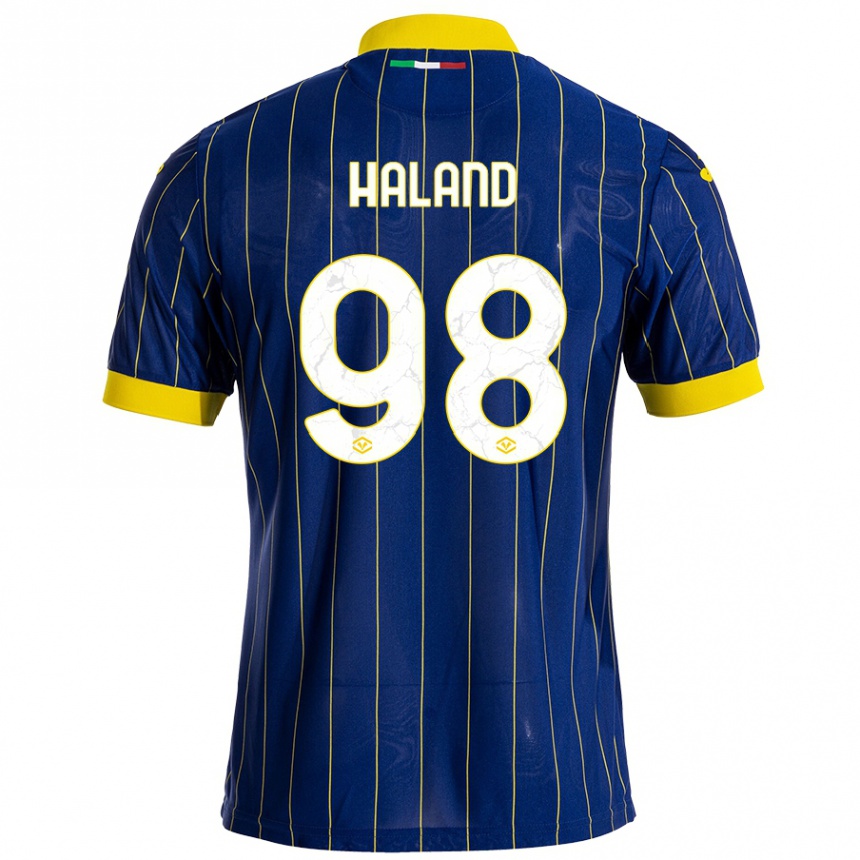 Vaikiškas Benedicte Iversen Håland #98 Mėlyna Geltona Namų Marškinėliai 2024/25 T-Shirt