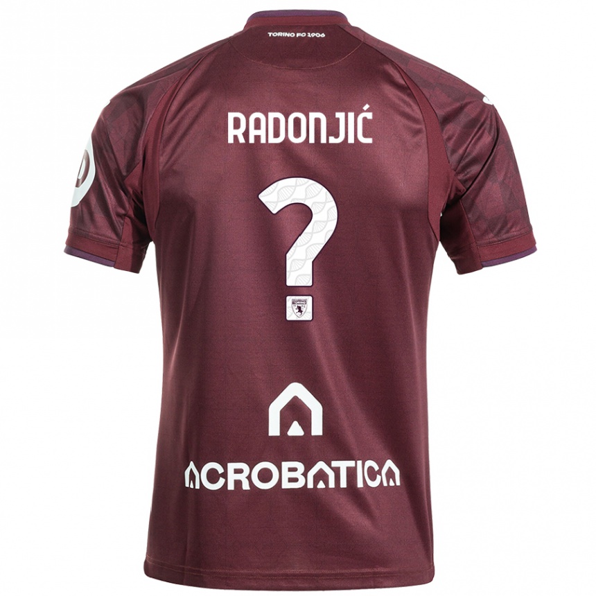 Vaikiškas Nemanja Radonjić #0 Kaštoninė Balta Namų Marškinėliai 2024/25 T-Shirt