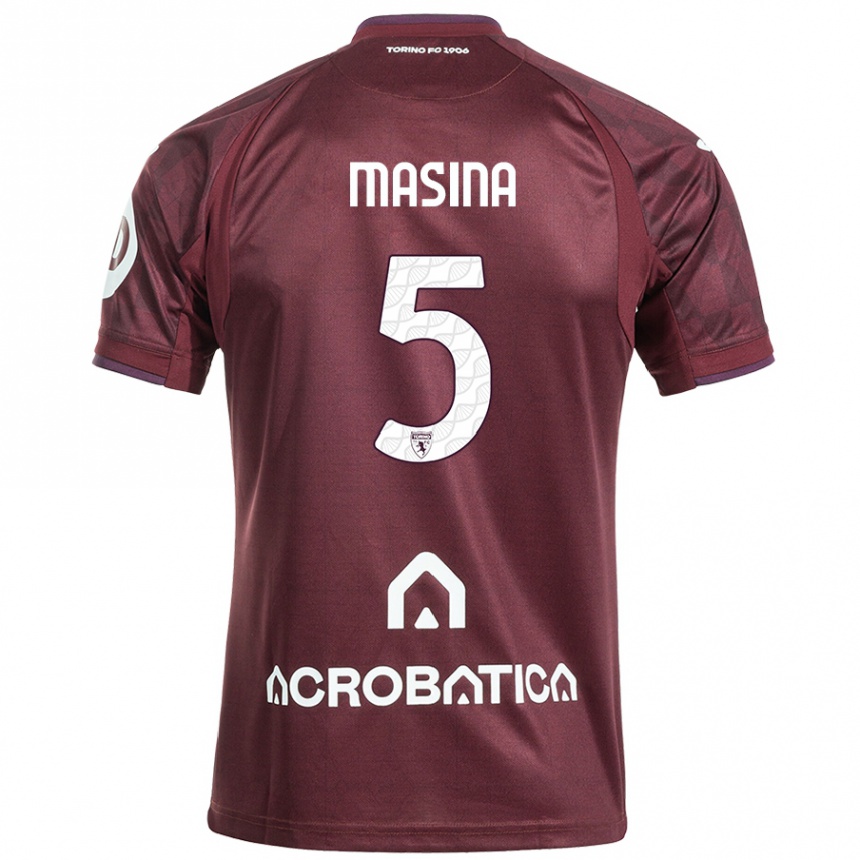 Vaikiškas Adam Masina #5 Kaštoninė Balta Namų Marškinėliai 2024/25 T-Shirt