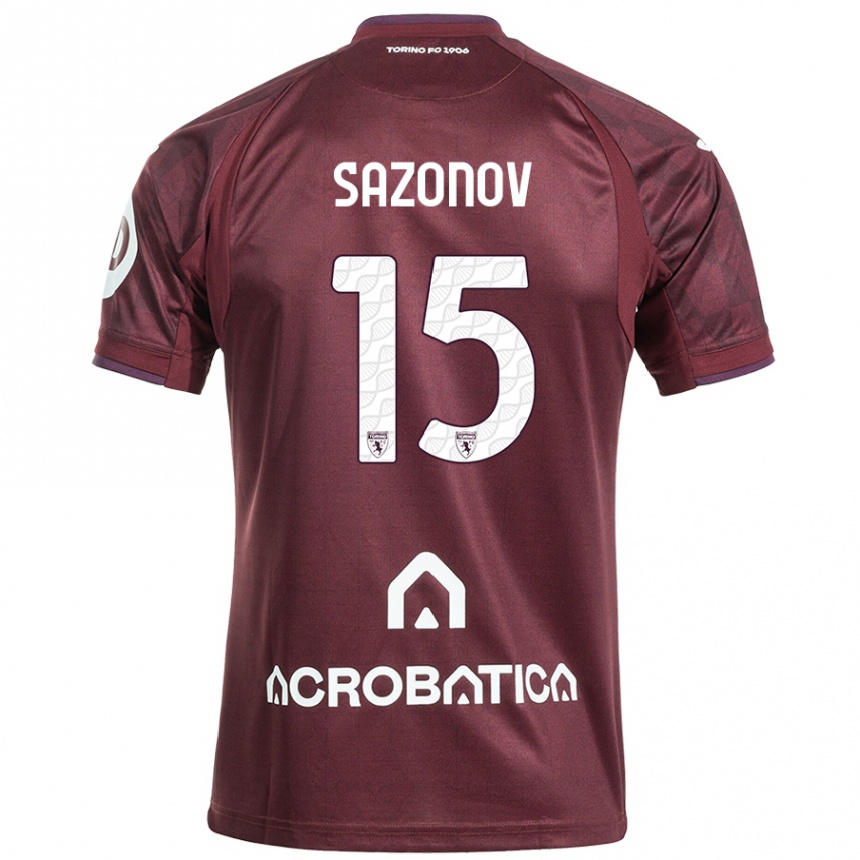 Vaikiškas Saba Sazonov #15 Kaštoninė Balta Namų Marškinėliai 2024/25 T-Shirt