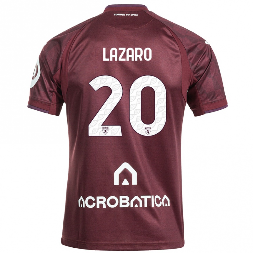 Vaikiškas Valentino Lazaro #20 Kaštoninė Balta Namų Marškinėliai 2024/25 T-Shirt