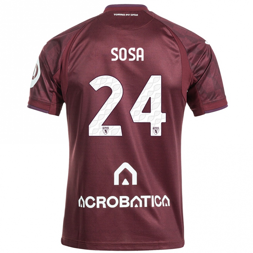 Vaikiškas Borna Sosa #24 Kaštoninė Balta Namų Marškinėliai 2024/25 T-Shirt