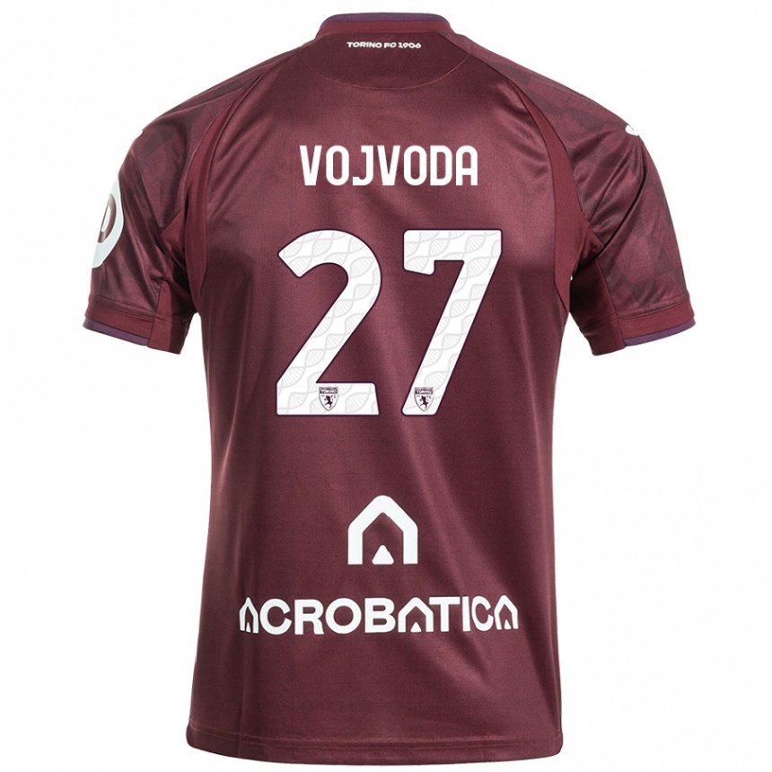 Vaikiškas Mërgim Vojvoda #27 Kaštoninė Balta Namų Marškinėliai 2024/25 T-Shirt