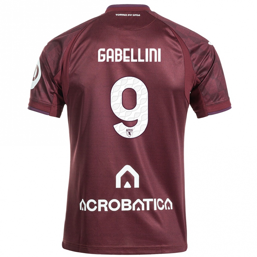 Vaikiškas Tommaso Gabellini #9 Kaštoninė Balta Namų Marškinėliai 2024/25 T-Shirt