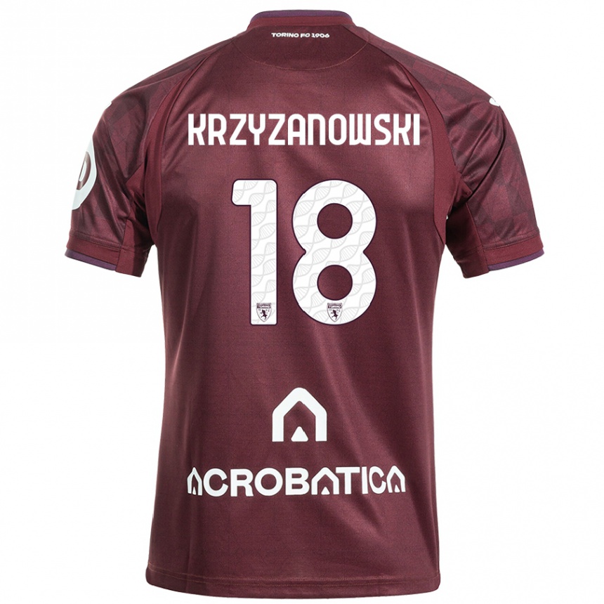 Vaikiškas Jakub Krzyzanowski #18 Kaštoninė Balta Namų Marškinėliai 2024/25 T-Shirt