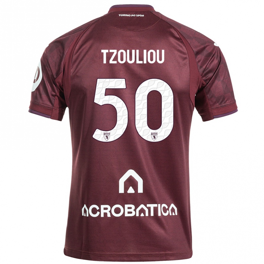 Vaikiškas Dimitrianos Tzouliou #50 Kaštoninė Balta Namų Marškinėliai 2024/25 T-Shirt