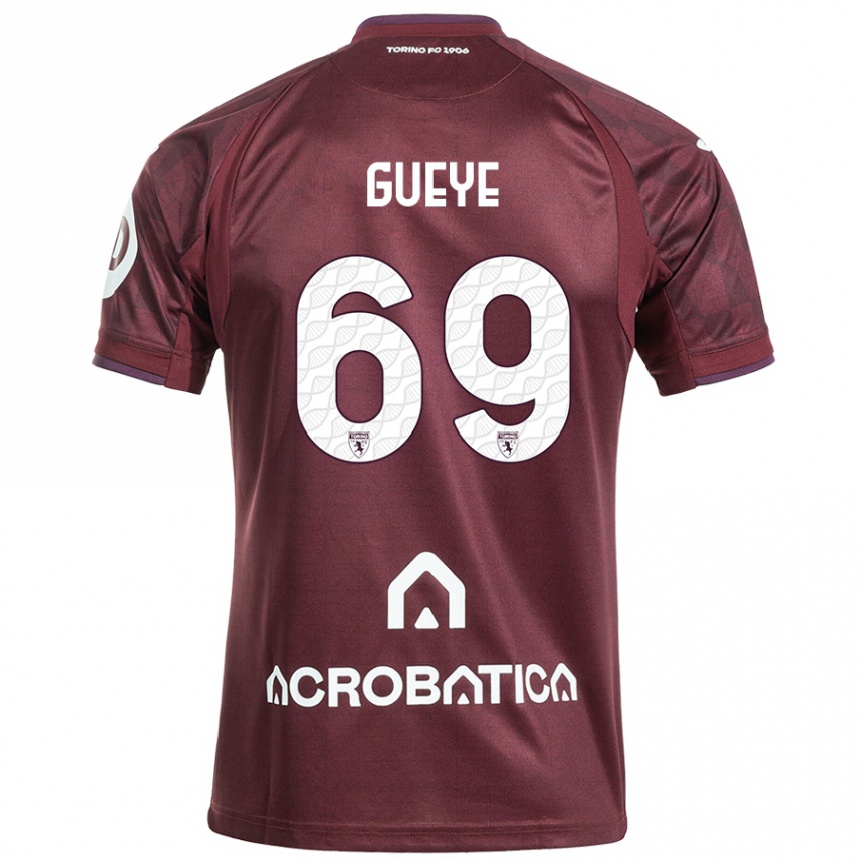 Vaikiškas Ousmane Gueye #69 Kaštoninė Balta Namų Marškinėliai 2024/25 T-Shirt